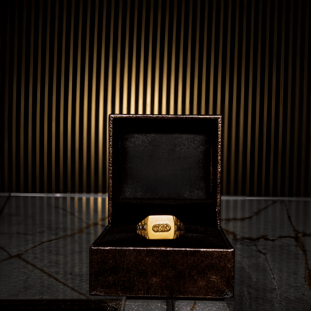 Geometric Motif Gents Gold Ring — Siddhivinayak Jewellers